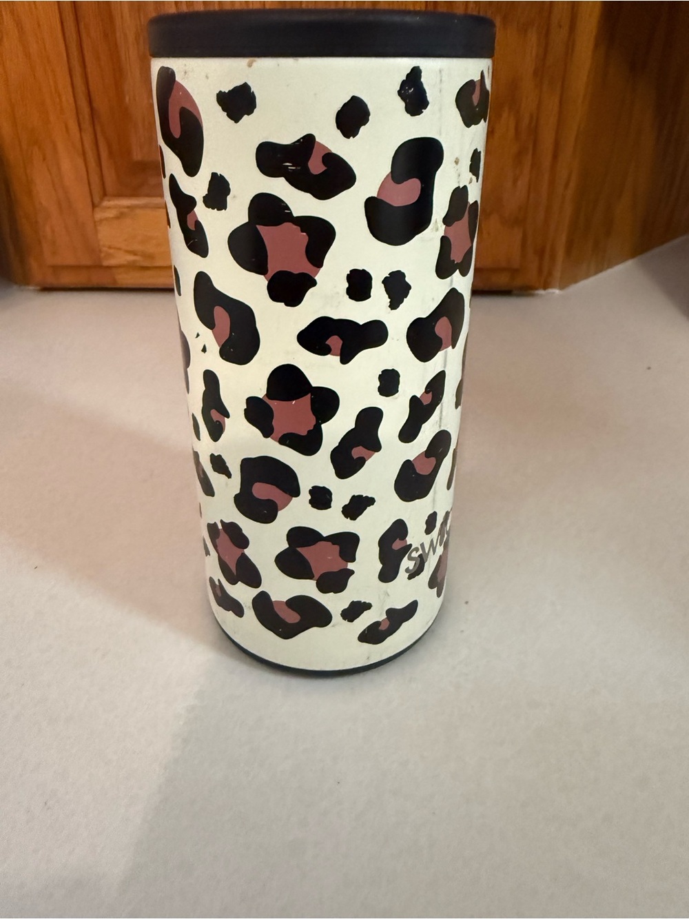 Swig Leopard Print Travel Tumbler - Cream, Black & Brown